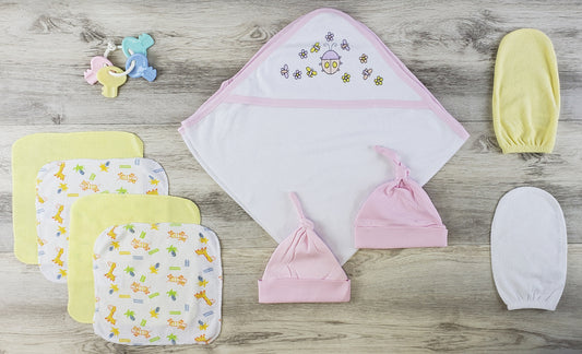 Bambini Hooded Towel, Bath Mittens, Hats & Washcloths Set