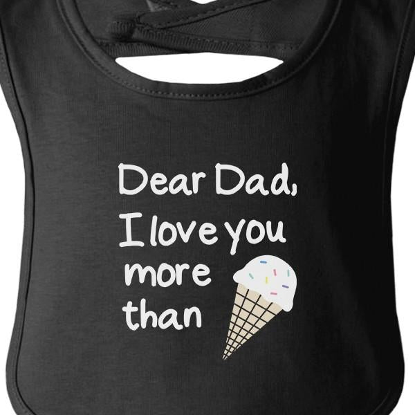 Unique 'Dear Dad' Icecream Black Baby Bib